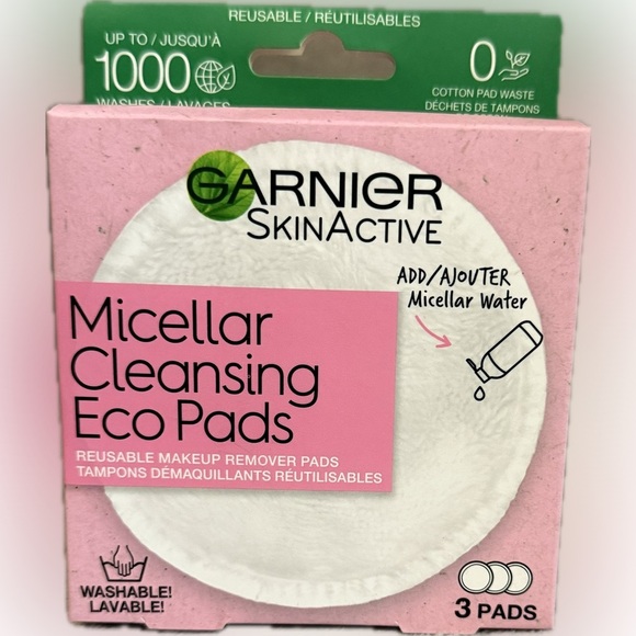 🩷💚GARNIER🩷💚SkinActive Micellar Cleansing Eco Pads, Reusable, 3 Pack/NIB - Picture 2 of 6